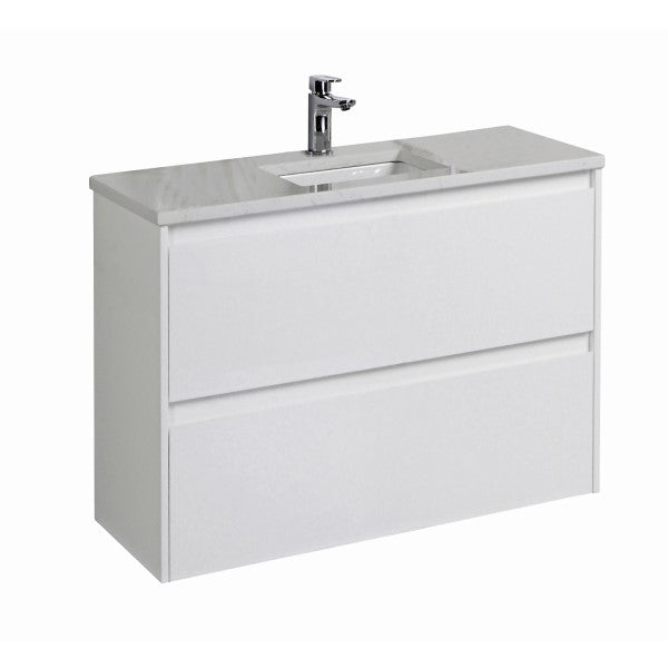 Aulic Leona Wall Hung 600mm Vanity Unit, Ceramic Top