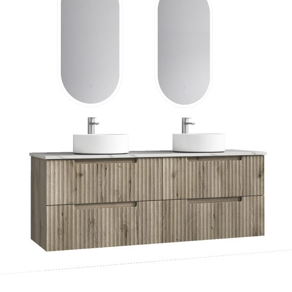 Aulic Tuscana 1500mm Vanity Unit with Flat Stone Top (add basins)