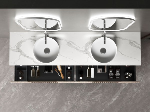 Aulic Tuscana 1800mm Vanity Unit with Flat Stone Top (add basins)