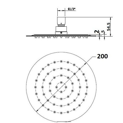 Ash Round 200mm Polished Stainless Steel Shower Head