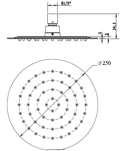 Ash Round 250mm Polished Stainless Steel Shower Head