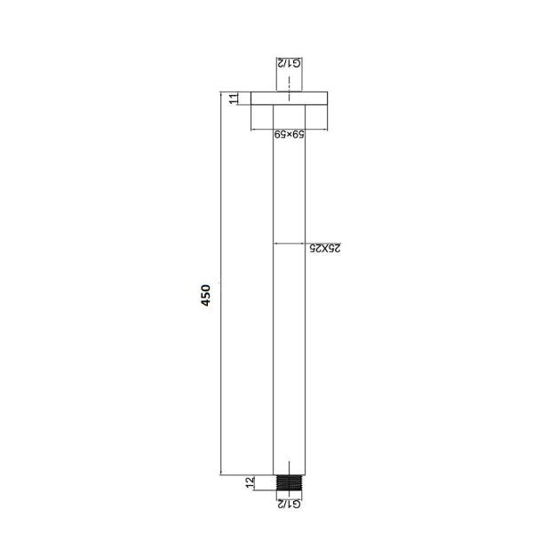Round 450mm Ceiling Mounted Shower Arm, Matte Black