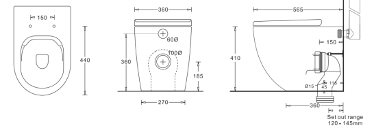 BPA Gemelli Rimless Wall Faced Pan & Seat