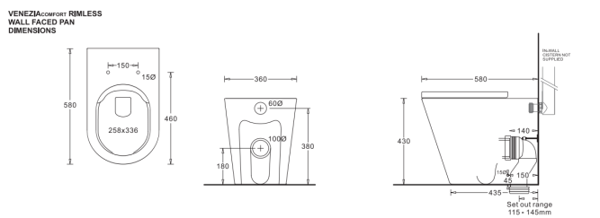 Geberit In Wall Package - Venezia Raised Height, Rimless Pan - Sigma 30 Button