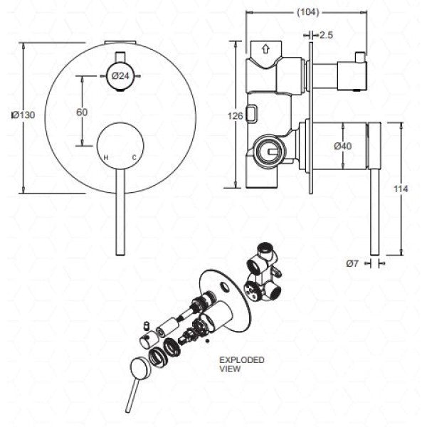 Johnson Suisse Venezia Shower Mixer with Diverter - Chrome