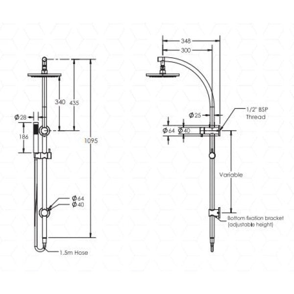 Johnson Suisse Venezia Twin Shower - Matte Black