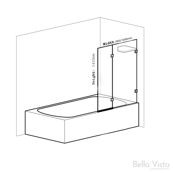 Bella Vista Fully Frameless Fixed & Swing Bath Screen