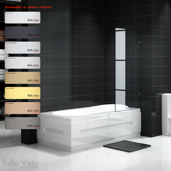 Bella Vista Fully Frameless Over Bath Screen Hinged - BD-750/900