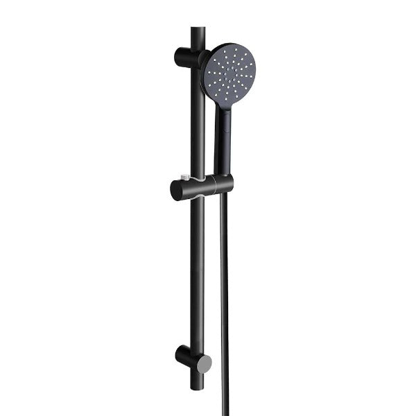 Bakara 3 Function Round Shower on Sliding Rail, Matte Black