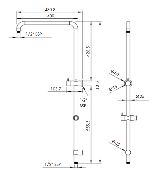 Bakara Rectangular Full Combo Shower Set