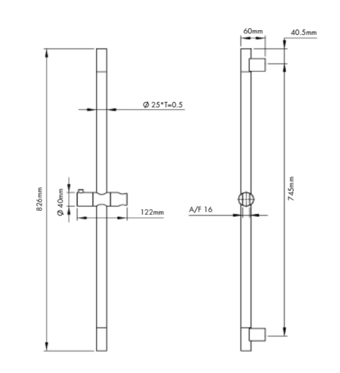 Bakara 3 Function Round Shower on Rail, Chrome