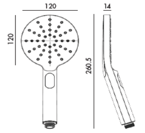 Bakara 3 Function Round Shower on Sliding Rail, Matte Black