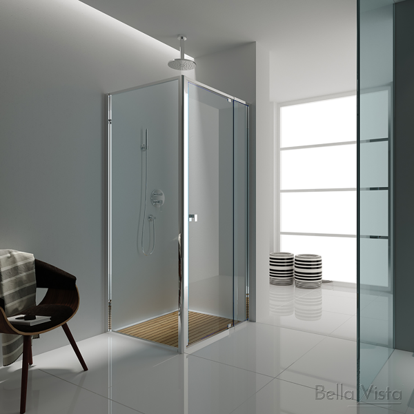 Bella Vista Semi-Frameless Shower Screen, Polished Aluminium (Various sizes)