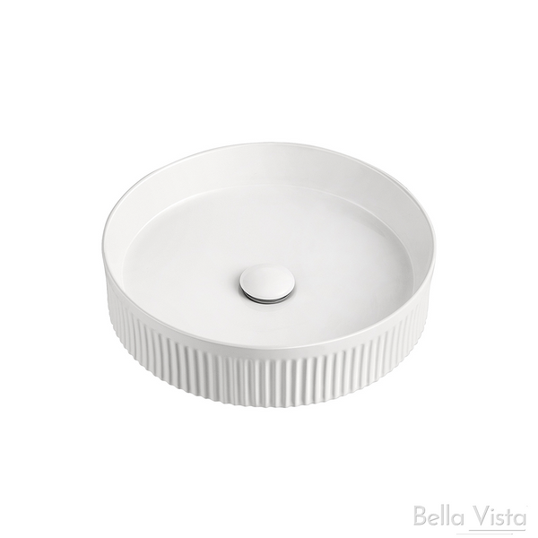 Bella Vista 'Round' Ceramic Basin - 410x100mm White Gloss