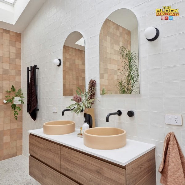 Nood Co Bowl Round Concrete Basin - Pastel Peach
