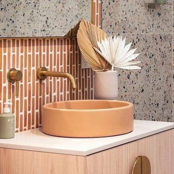 Nood Co Bowl Round Concrete Basin - Pastel Peach