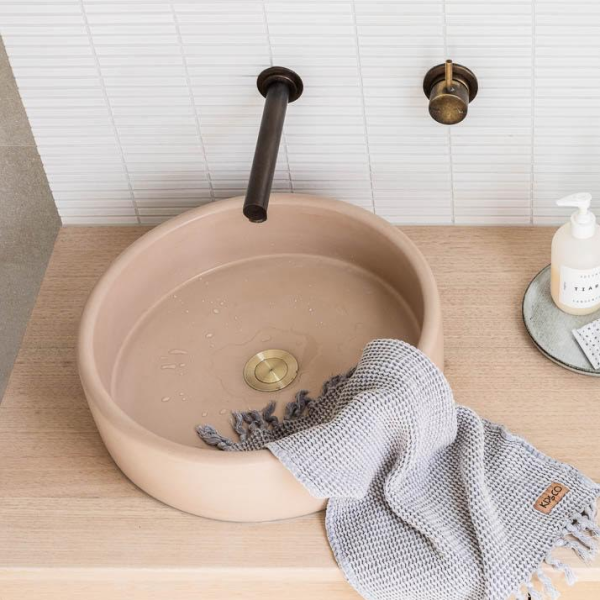 Nood Co Bowl Round Concrete Basin - Pastel Peach