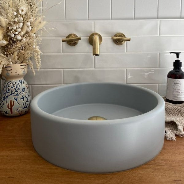 Nood Co Bowl Round Concrete Basin - Powder Blue