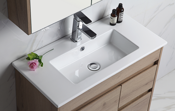 Aulic York 750mm Wall Hung Slim Vanity Unit with Ceramic Top