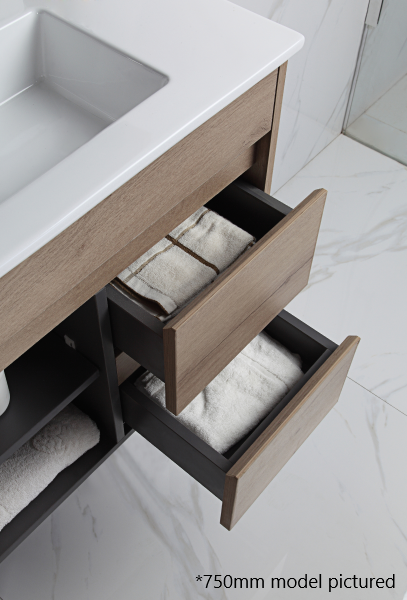 Aulic York 600mm Slim Wall Hung Vanity Unit with Ceramic Top