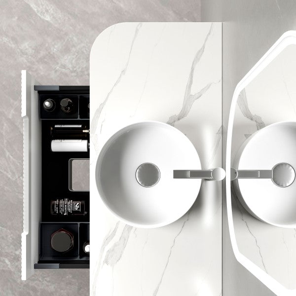 Aulic Petra 1800mm Vanity Unit with Flat Stone Top (add basins)