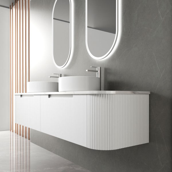 Aulic Petra 1800mm Vanity Unit with Flat Stone Top (add basins)