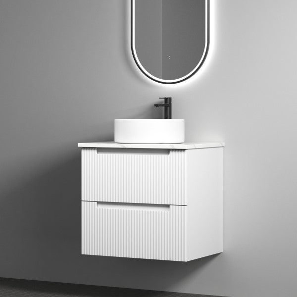 Aulic Verona 600mm Vanity Unit with Flat Stone Top (add basin)
