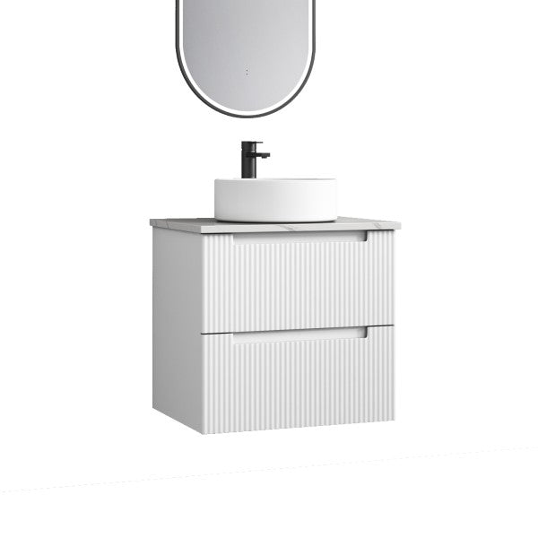 Aulic Verona 600mm Vanity Unit with Flat Stone Top (add basin)