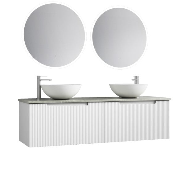 Aulic Perla 1500mm Vanity Unit with Flat Stone Top (add basins)