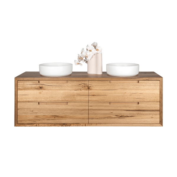 FABF Carini 1500mm Solid Timber Vanity Unit - Messmate, Basins Included