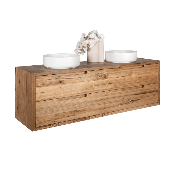FABF Carini 1500mm Solid Timber Vanity Unit - Messmate, Basins Included