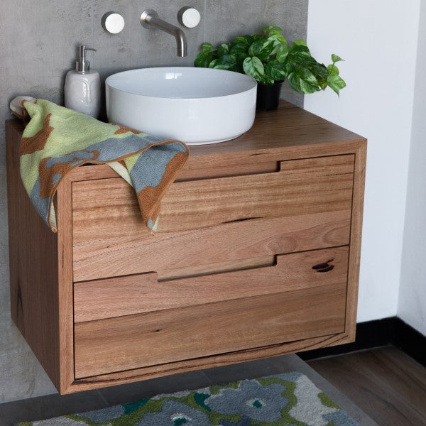 FABF Carini 750mm Solid Timber Vanity Unit - Messmate, Add Basin