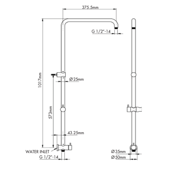 Willow Round Full Combination Shower - Bottom Inlet, Chrome