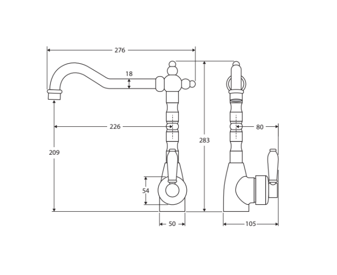 Fienza Eleanor Shepherds Crook Sink Mixer - Chrome 202105CC
