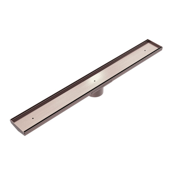 Nero 900mm Tile Insert Channel Floor Grate (50mm/89mm Outlet Options) - Brushed Bronze