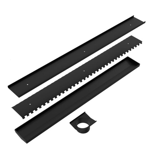 Nero 900mm Tile Insert Channel Floor Grate (50mm/89mm Outlet Options) - Matte Black