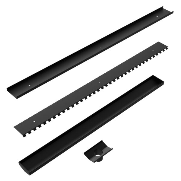Nero 900mm Tile Insert Channel Floor Grate (50mm/89mm Outlet Options) - Matte Black