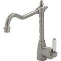 Fienza Eleanor Shepherds Crook Sink Mixer, Brushed Nickel / Ceramic 202105BN