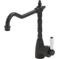 Fienza Eleanor Shepherds Crook Sink Mixer, Matte Black / Ceramic 202105BK