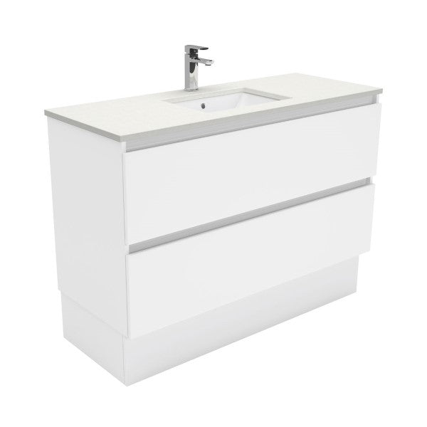 Fienza Quest 1200mm Floorstanding Vanity With Sarah Crystal Pure Top - Gloss White