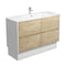 Amato 1200mm Floorstanding Vanity With Joli Ceramic Top - Scandi Oak with Satin White Panels