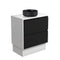 Fienza Amato 750mm Floorstanding Vanity with Reba Basin and Crystal Pure Stone Top - Satin Black with Satin White Panels