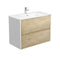 Amato 900mm Wall Hung Vanity With Joli Ceramic Top - Scandi Oak with Satin White Panels