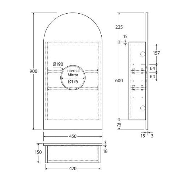 Fienza Arch Mirror Cabinet 450 x 900mm - White