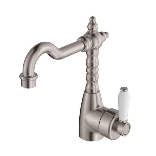 Fienza Eleanor Shepherds Crook Basin Mixer - Brushed Nickel 202103BN