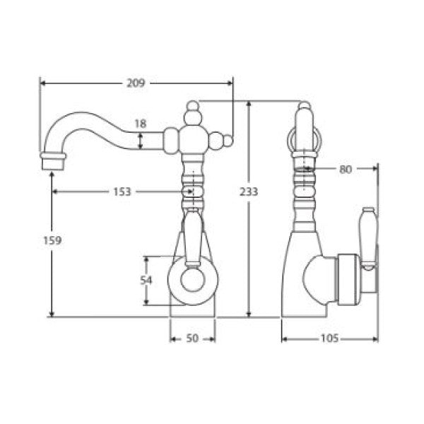 Fienza Eleanor Shepherds Crook Basin Mixer - Brushed Nickel 202103BN