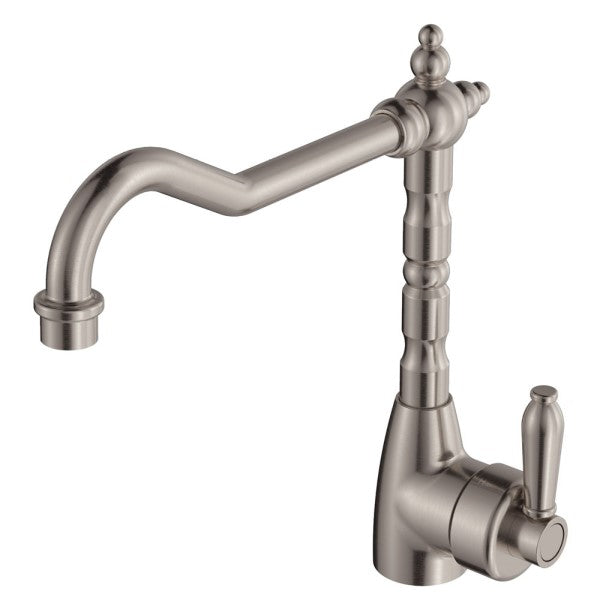 Fienza Eleanor Shepherds Crook Sink Mixer - Brushed Nickel 202105NN