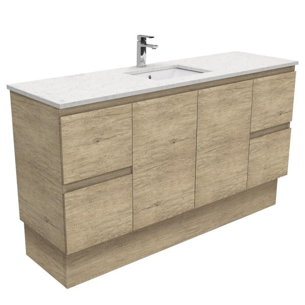 Fienza Edge Bianco Marble Stone Floorstanding Single Bowl Vanity 1500mm - Scandi Oak