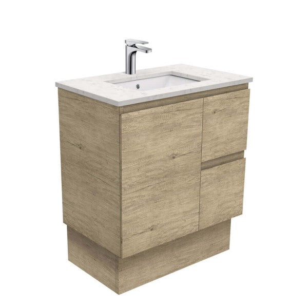 Fienza Edge Bianco Marble Stone Floorstanding Vanity 750mm - Scandi Oak
