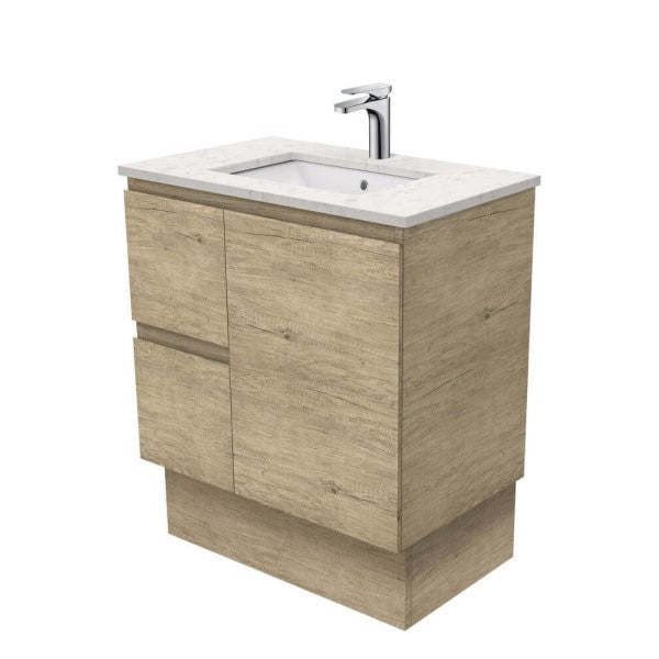 Fienza Edge Bianco Marble Stone Floorstanding Vanity 750mm - Scandi Oak